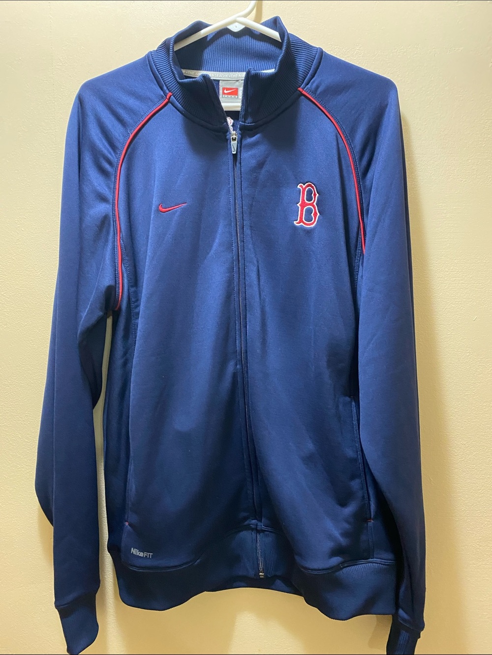 Nike Blue Boston Red Sox Lightweight Track Jacket with Red Piping Large Dri-Fit